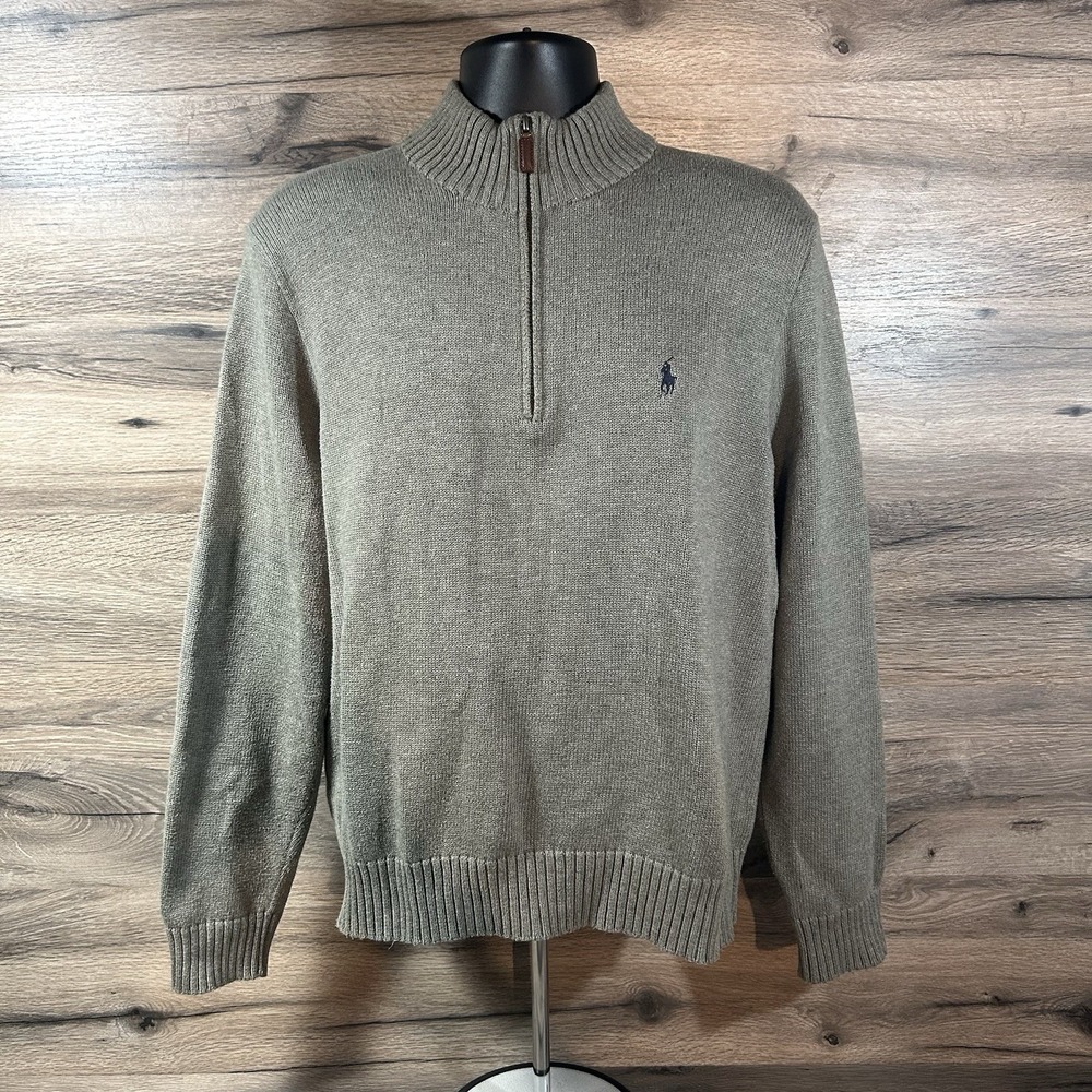 Vintage Polo Ralph Lauren Grey 1/4 Zip Sweater Mens XL  Preppy Excellent
